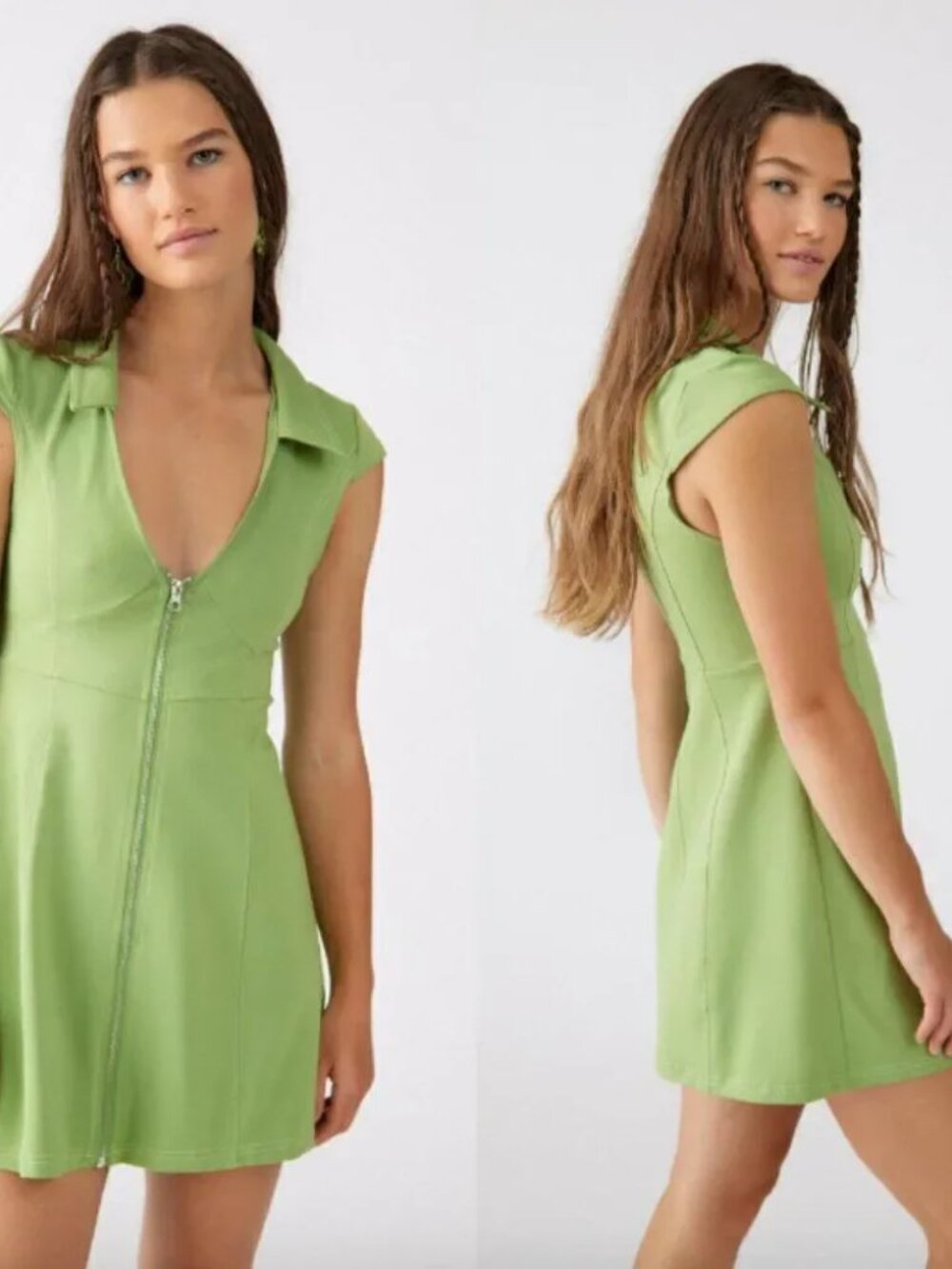 Urban Outfitters UO Lime Green Casual Short Sleeve Amal Mini Dress -